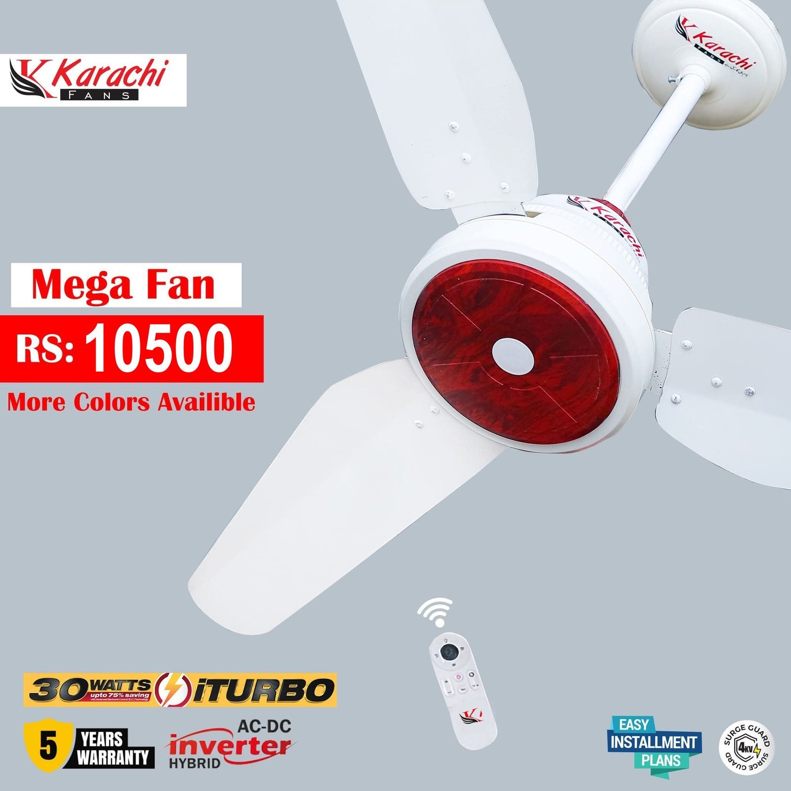 Karachi Fans Mega 30W Inverter Ceiling Fan