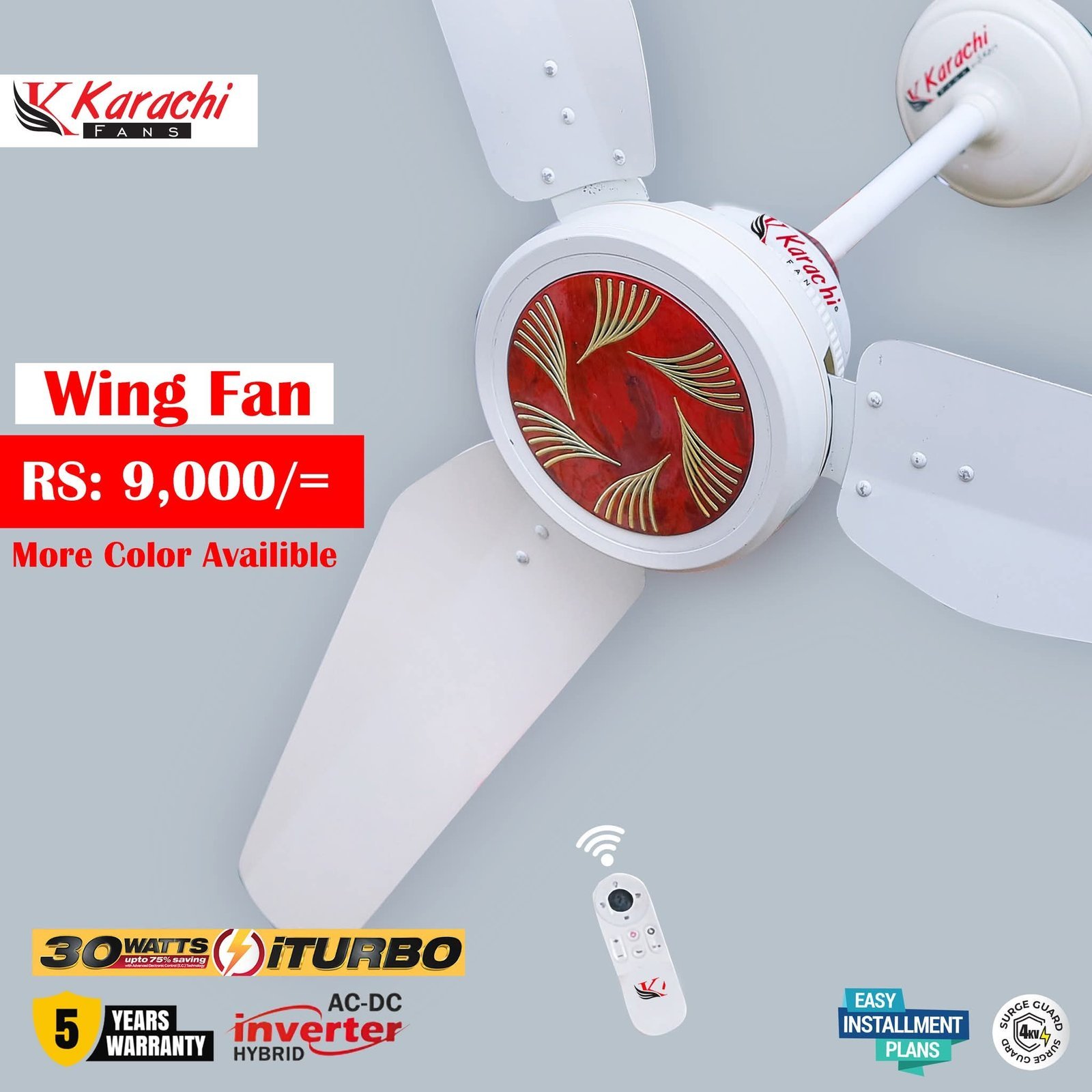 Karachi Fans Wing 30W AC-DC Ceiling Fan