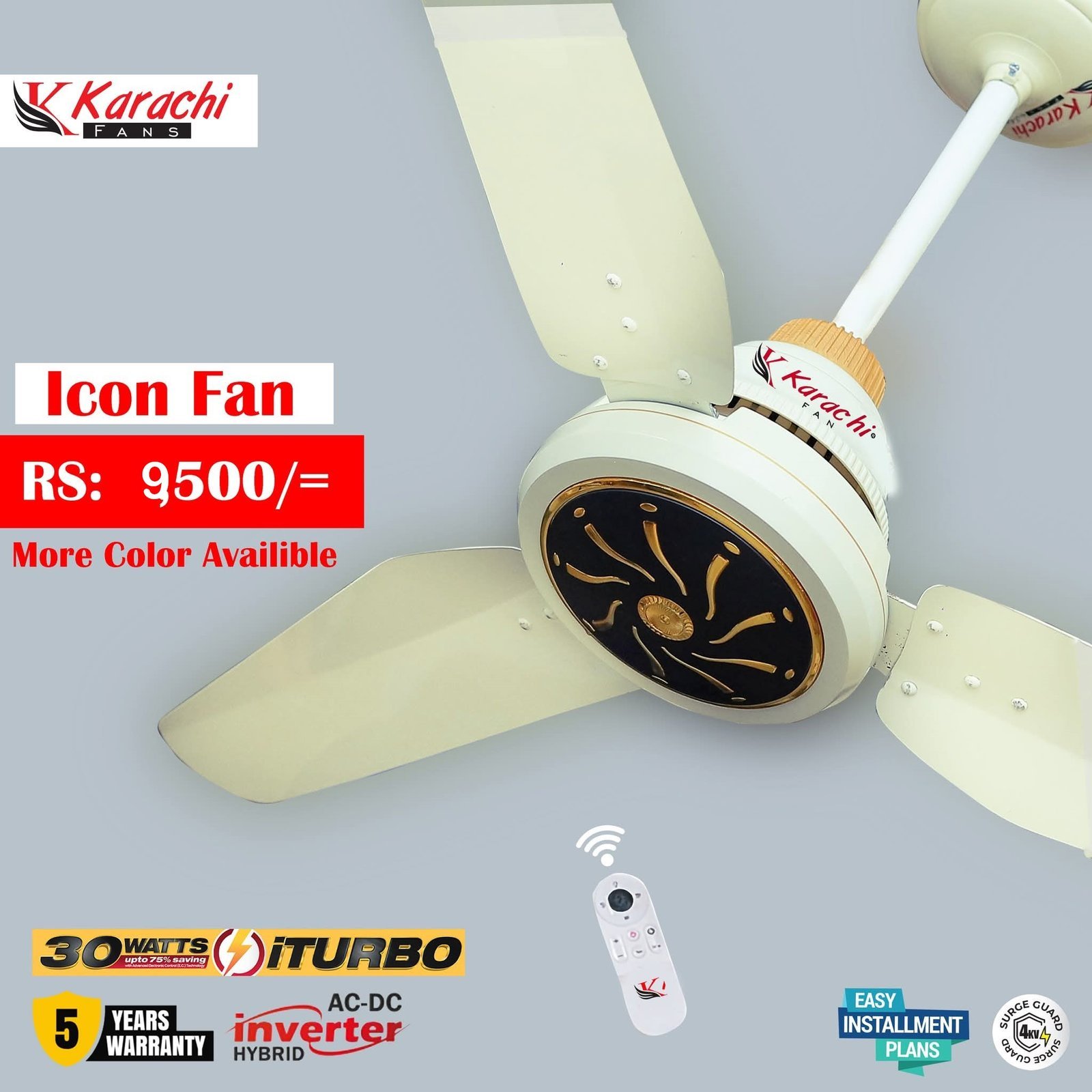 Karachi Fans Icon 36W AC-DC Ceiling Fan